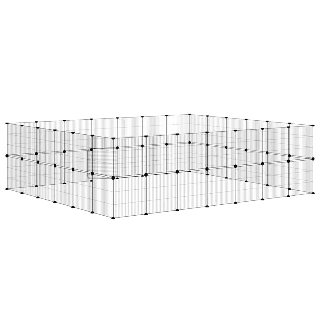 52-tlg. Haustierkäfig mit Tür Schwarz 245x210x70 cm Stahl