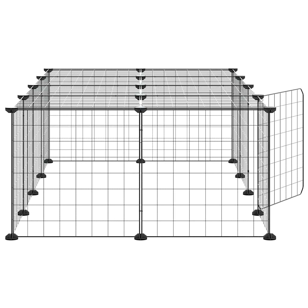 20-tlg. Haustierkäfig mit Tür Schwarz 140x70x35 cm Stahl