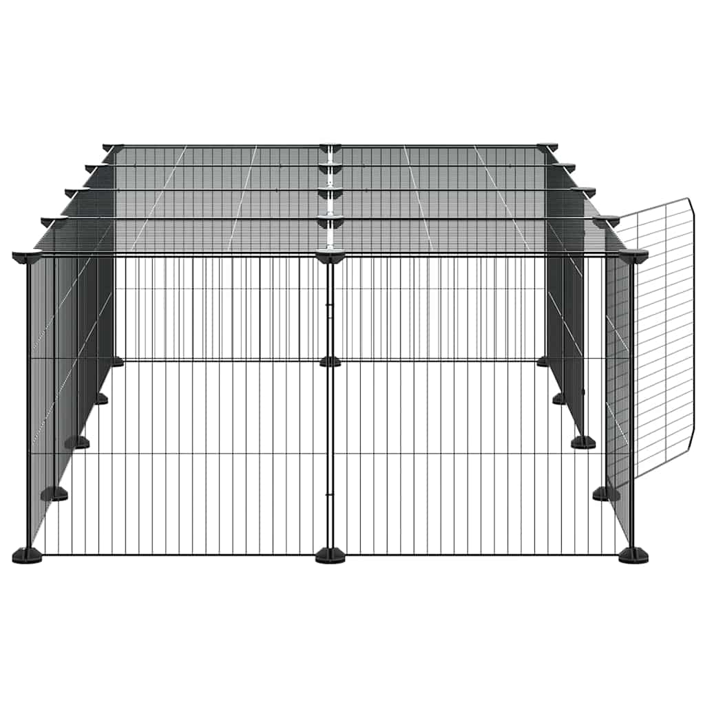 20-tlg. Haustierkäfig mit Tür Schwarz 140x70x35 cm Stahl