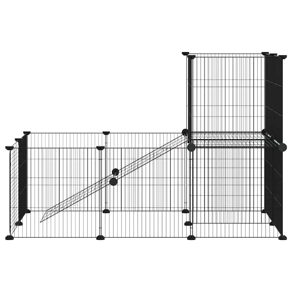 20-tlg. Haustierkäfig mit Tür Schwarz 105x70x70 cm Stahl