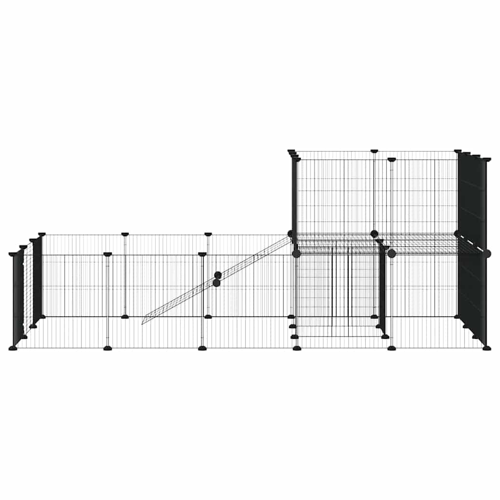 36-tlg. Haustierkäfig mit Tür Schwarz 175x105x70 cm Stahl