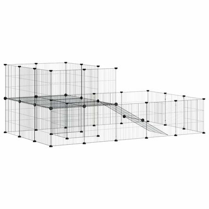 36-tlg. Haustierkäfig mit Tür Schwarz 175x105x70 cm Stahl