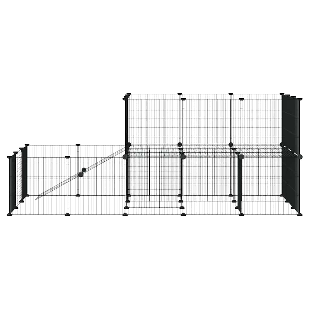 44-tlg. Haustierkäfig mit Tür Schwarz 175x105x70 cm Stahl
