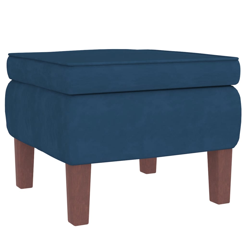 Chaise à bascule et tabouret avec pieds en bois velours bleu