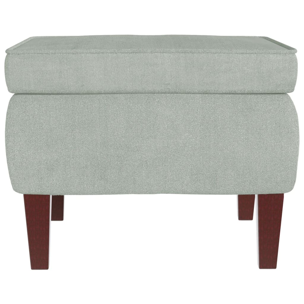 Chaise à bascule et tabouret avec pieds en bois et velours gris clair