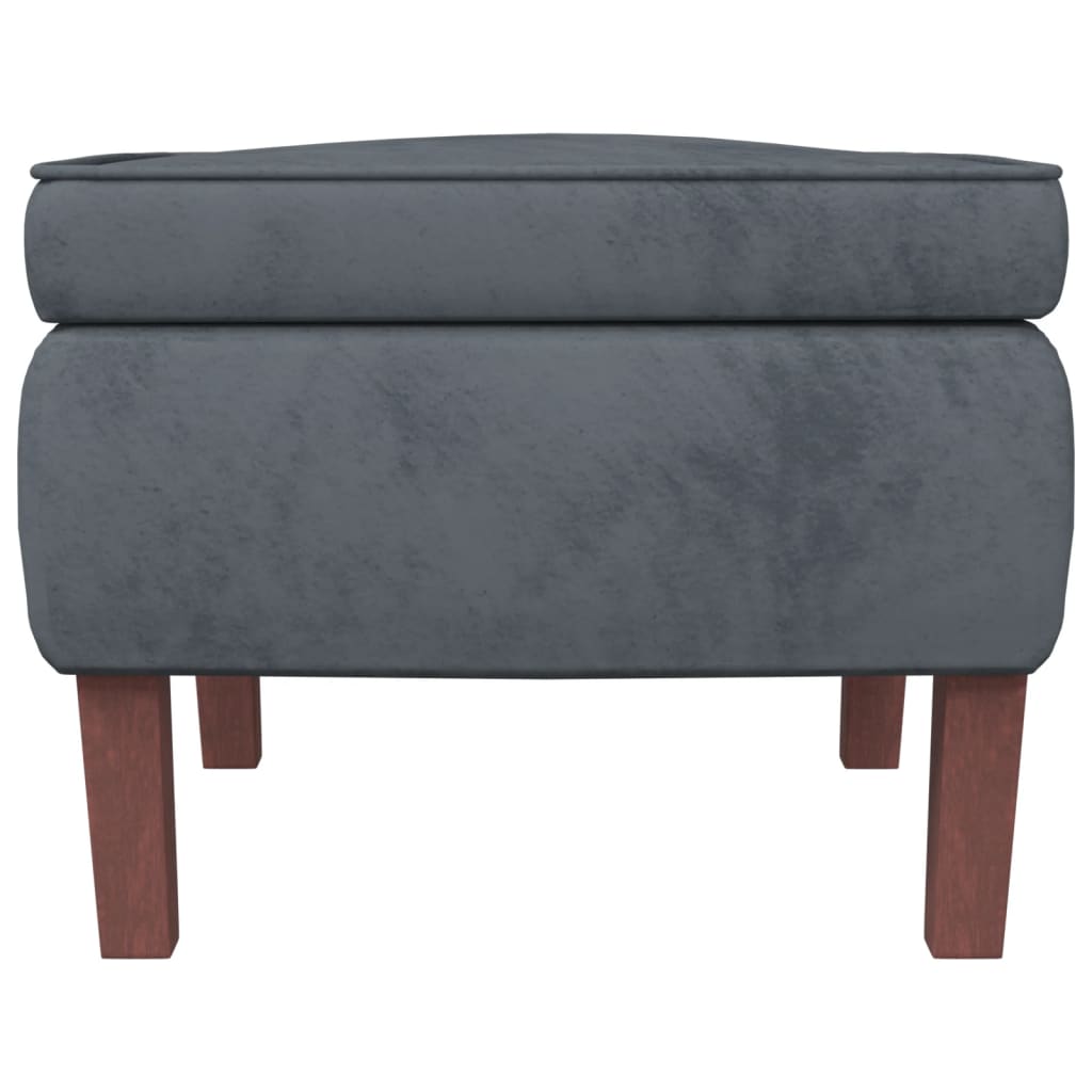 Chaise à bascule et tabouret avec pieds en bois et velours gris foncé