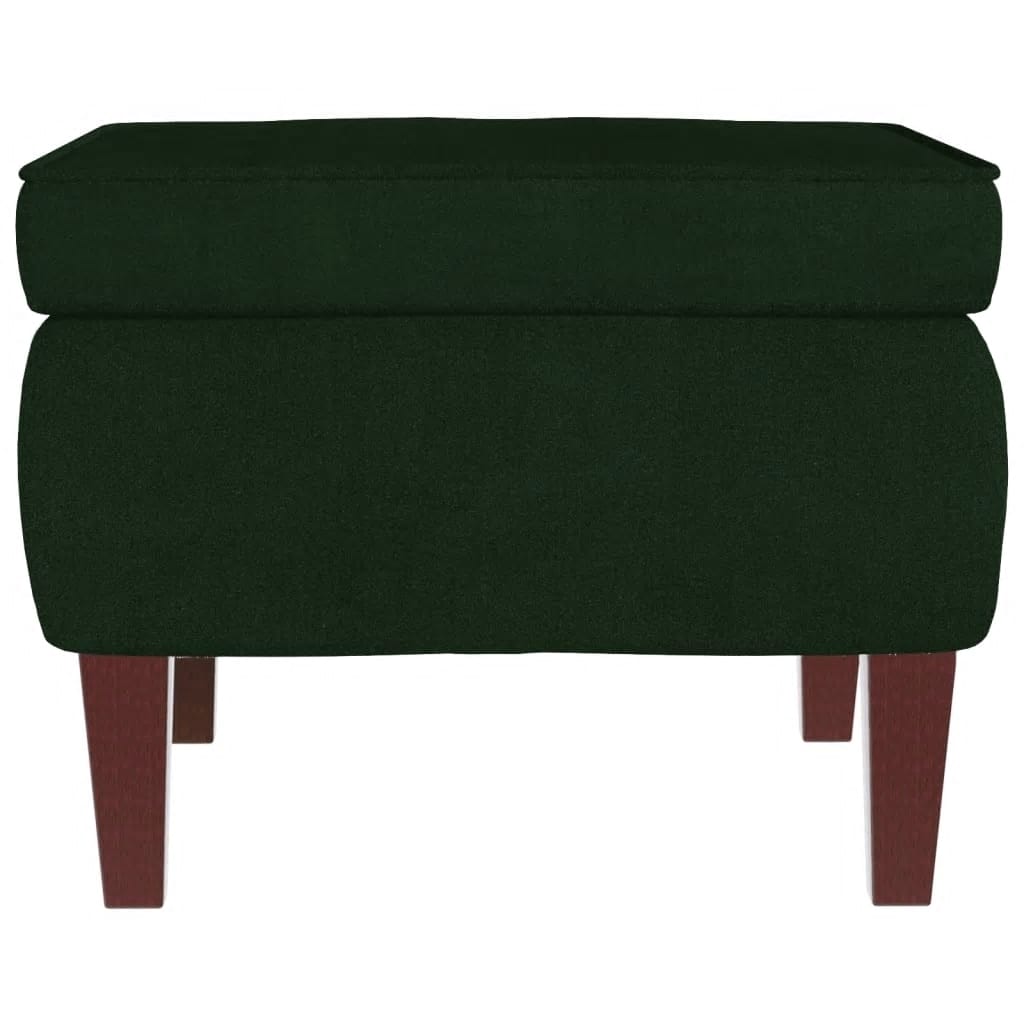 Chaise à bascule et tabouret avec pieds en bois velours vert foncé