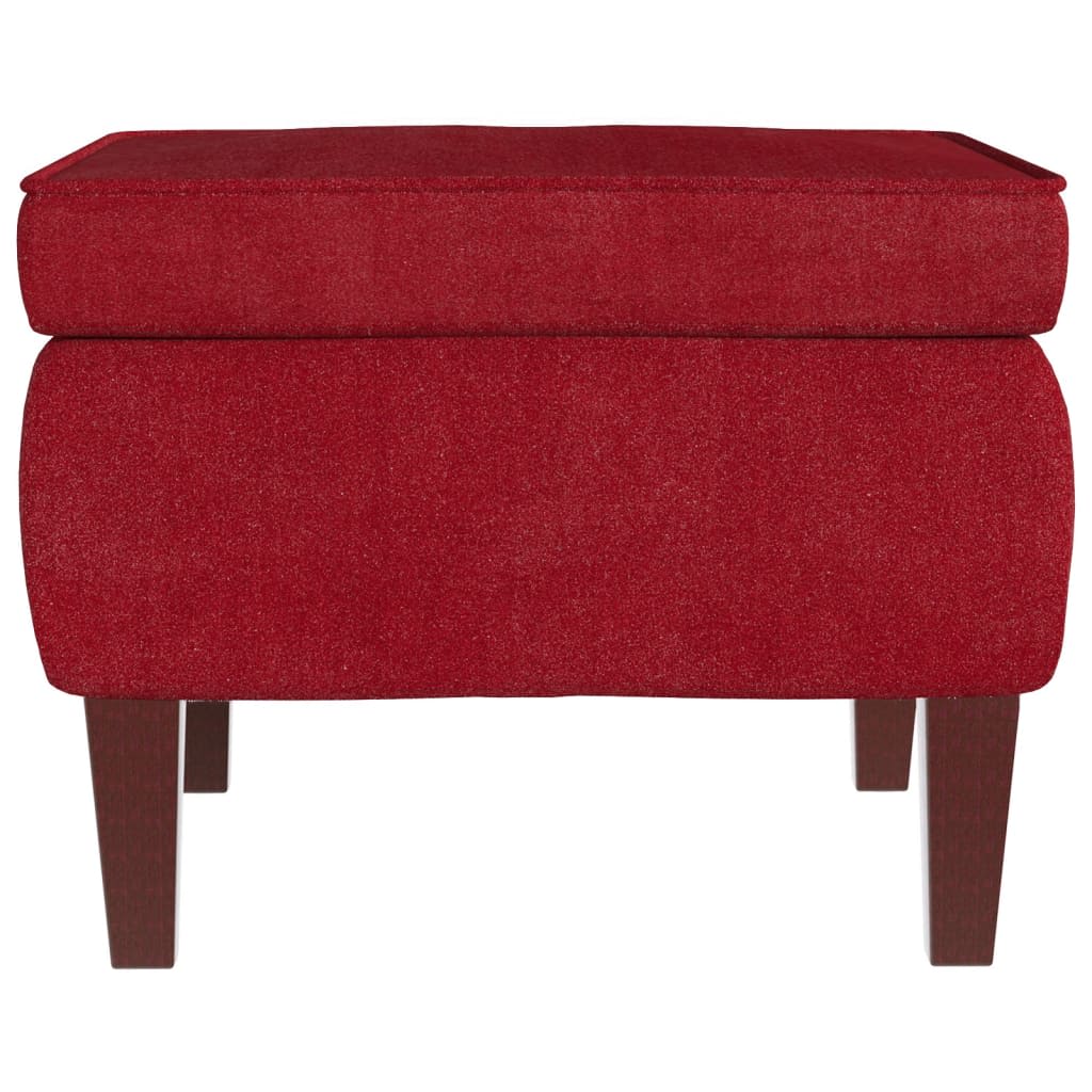 Chaise à bascule et tabouret avec pieds en bois et velours rouge vin