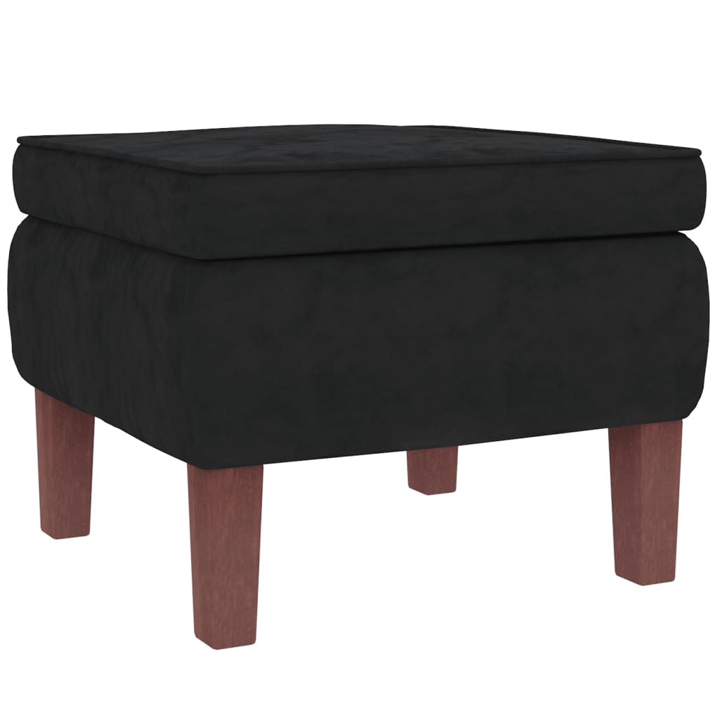 Chaise à bascule et tabouret avec pieds en bois Velours Noir