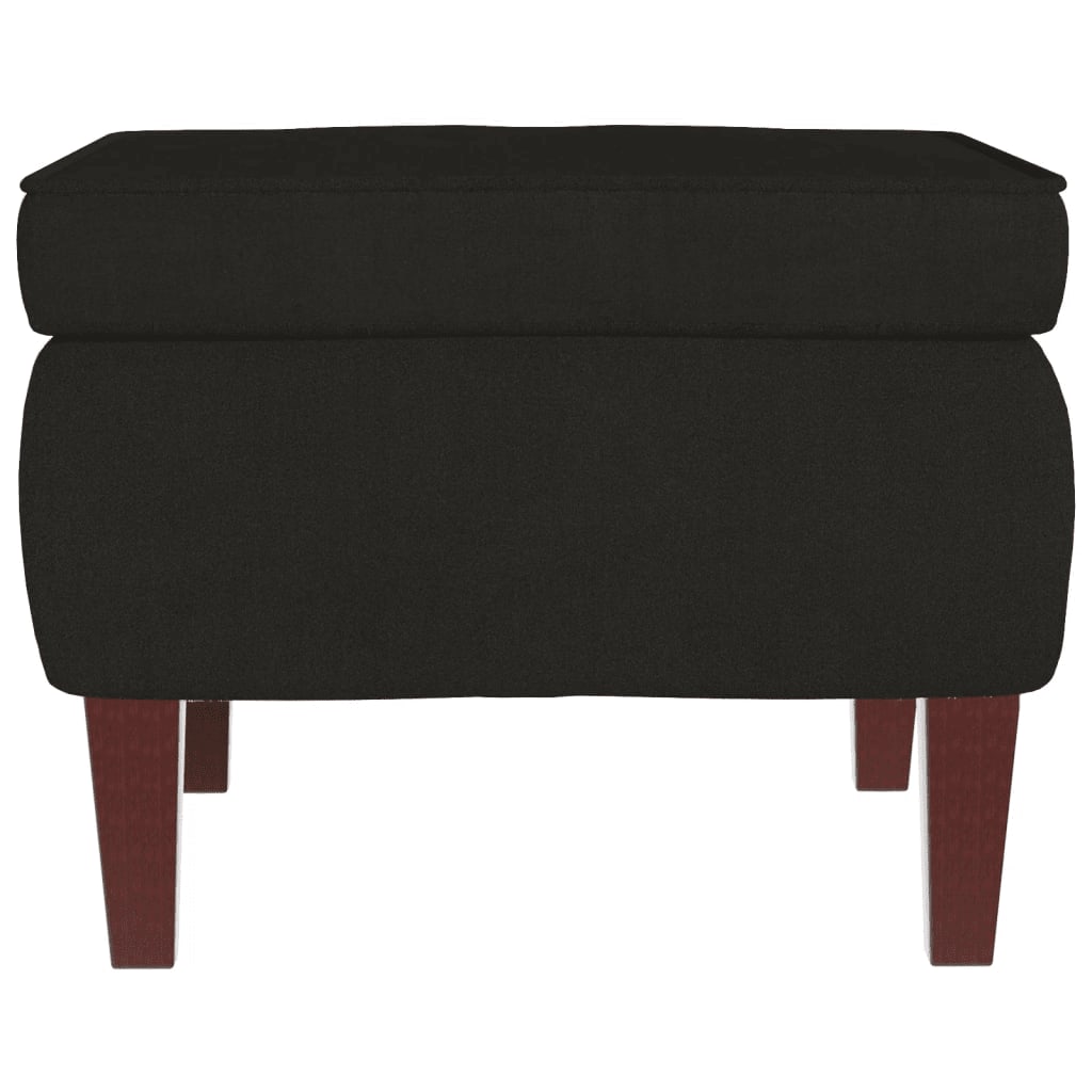 Chaise à bascule et tabouret avec pieds en bois Velours Noir