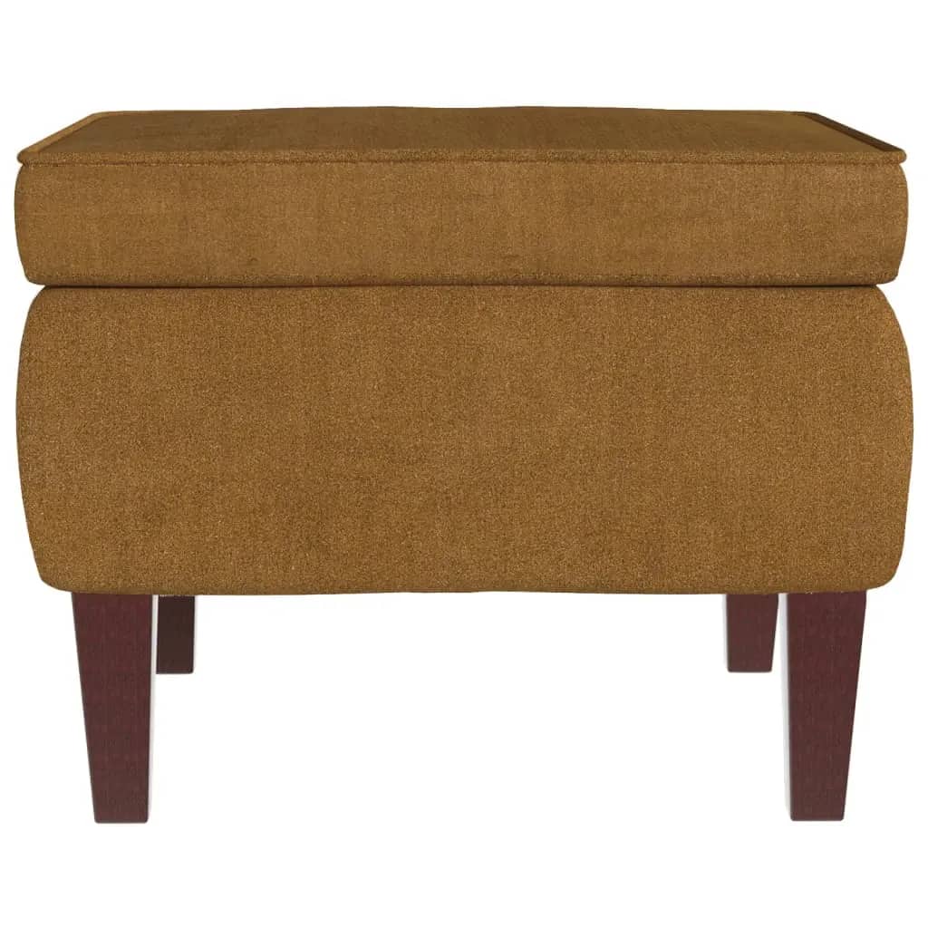 Chaise à bascule et tabouret avec pieds en bois velours marron