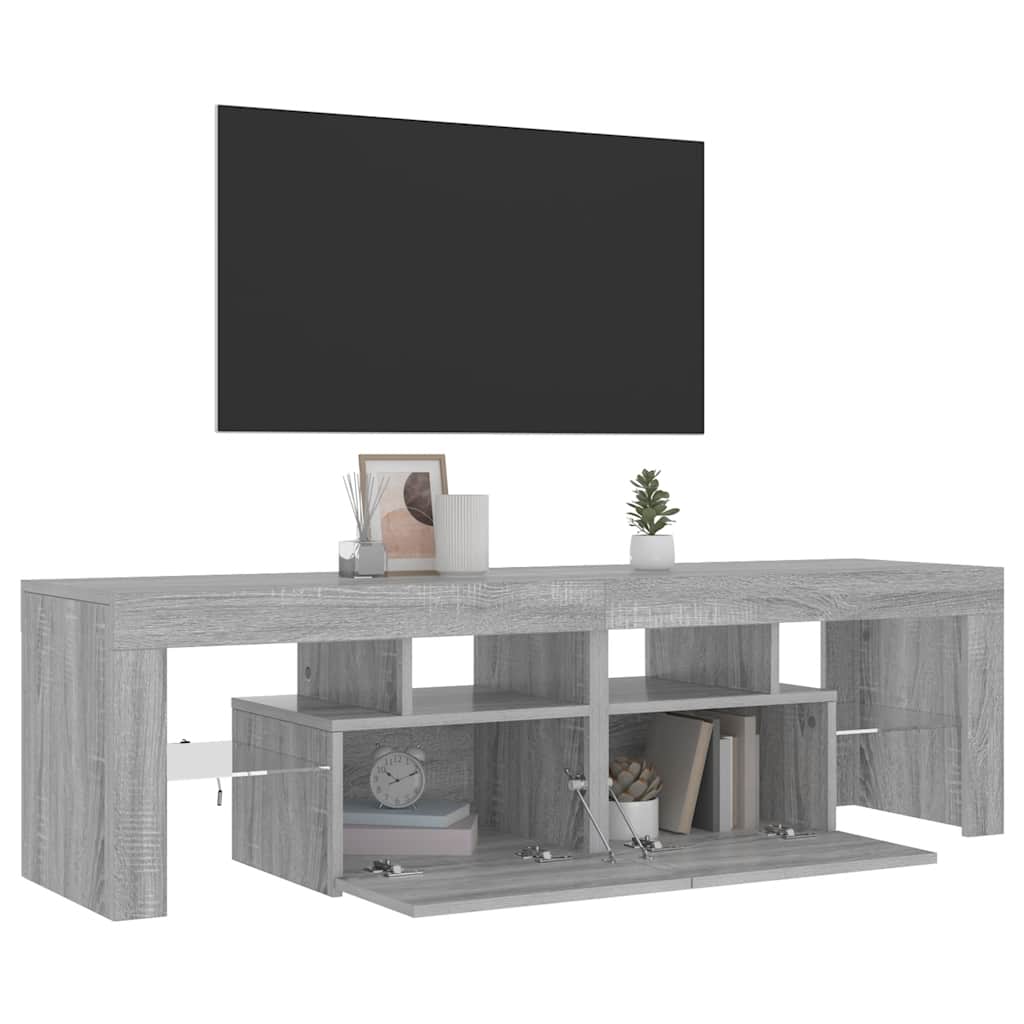 TV-Schrank mit LED-Leuchten Grau Sonoma 140x36,5x40 cm