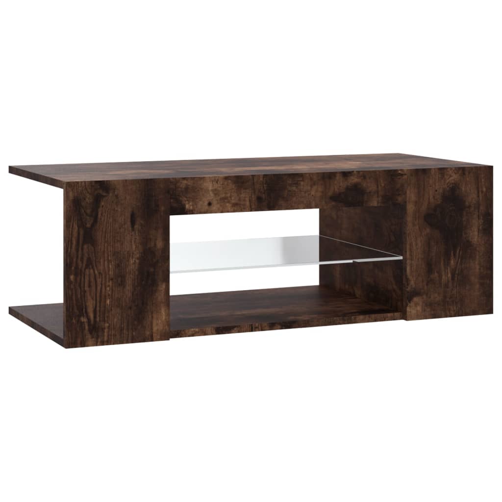 TV cabinet with LED lights smoked oak 90x39x30 cm