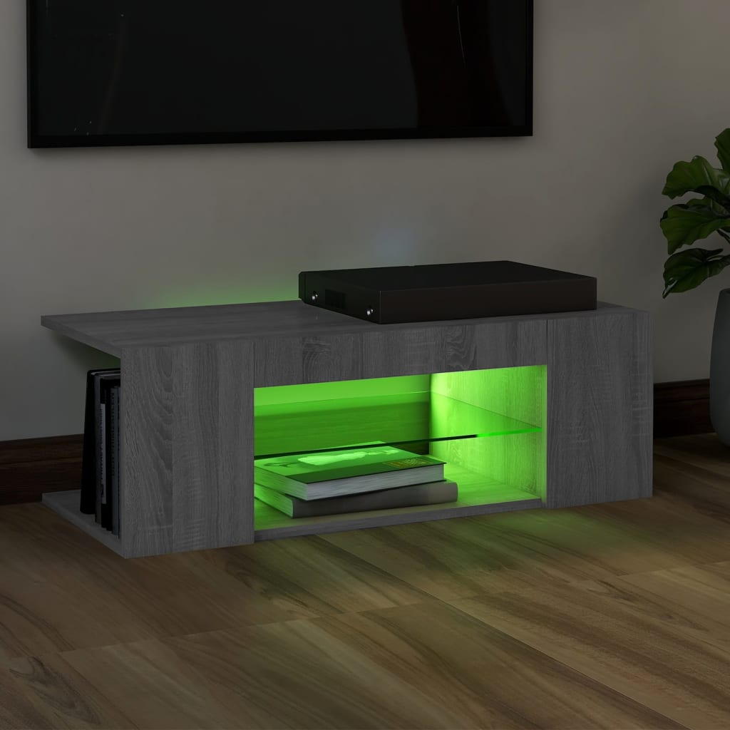 TV Cabinet with LED Lights Gray Sonoma 90x39x30 cm