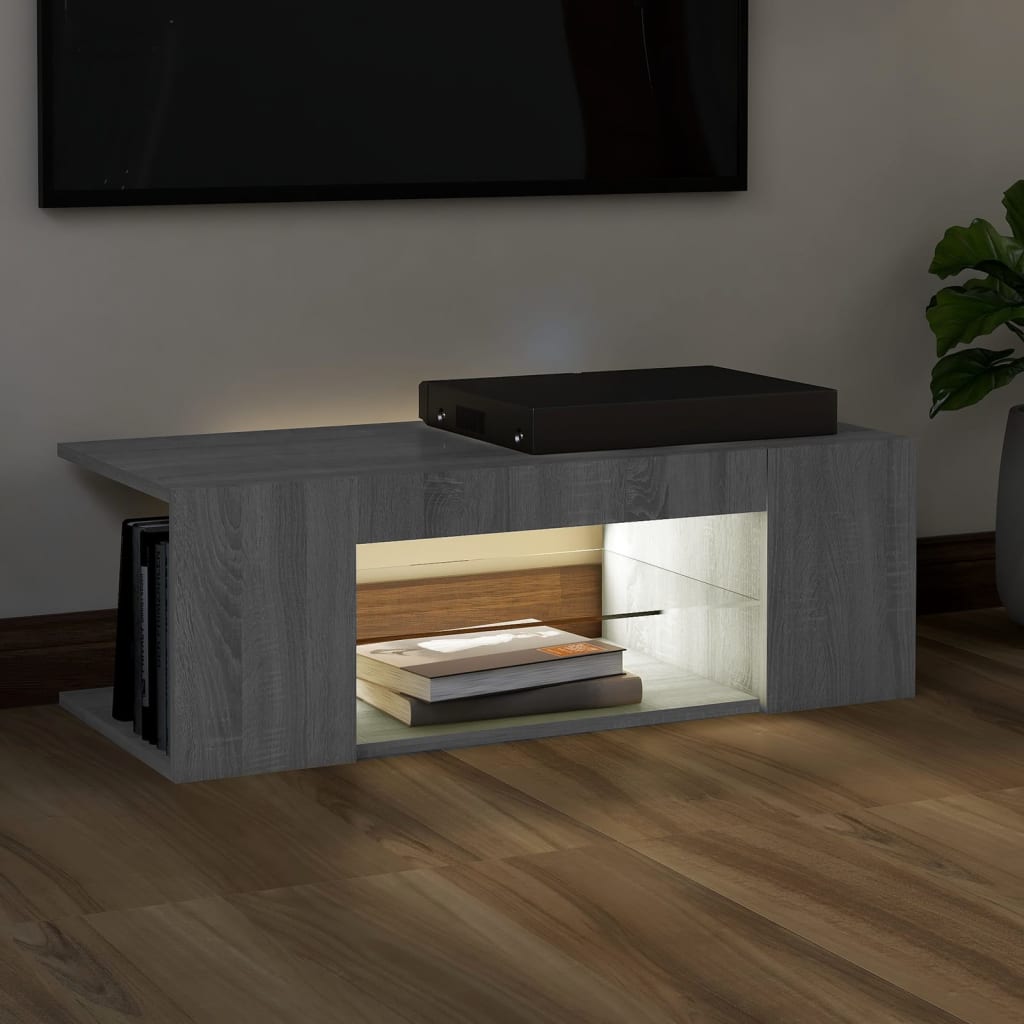 TV Cabinet with LED Lights Gray Sonoma 90x39x30 cm