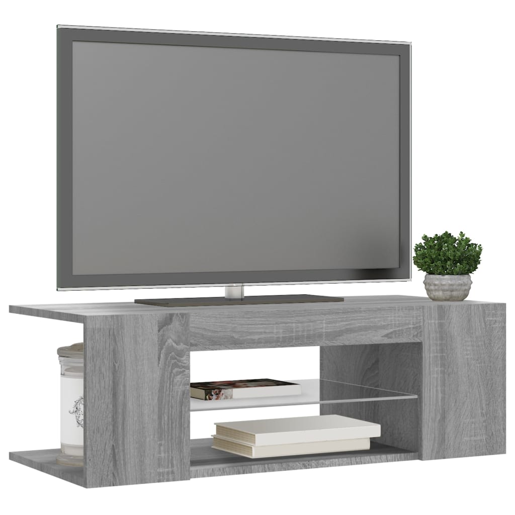 TV Cabinet with LED Lights Gray Sonoma 90x39x30 cm