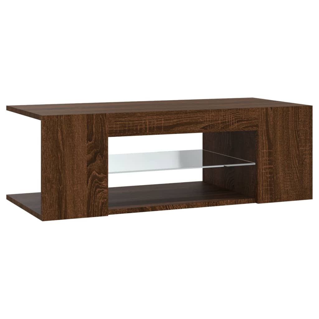 TV cabinet with LED lights brown oak look 90x39x30 cm