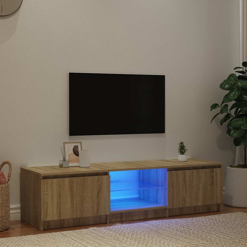 TV-Schrank mit LED-Leuchten Räuchereiche 140x40x36 cm