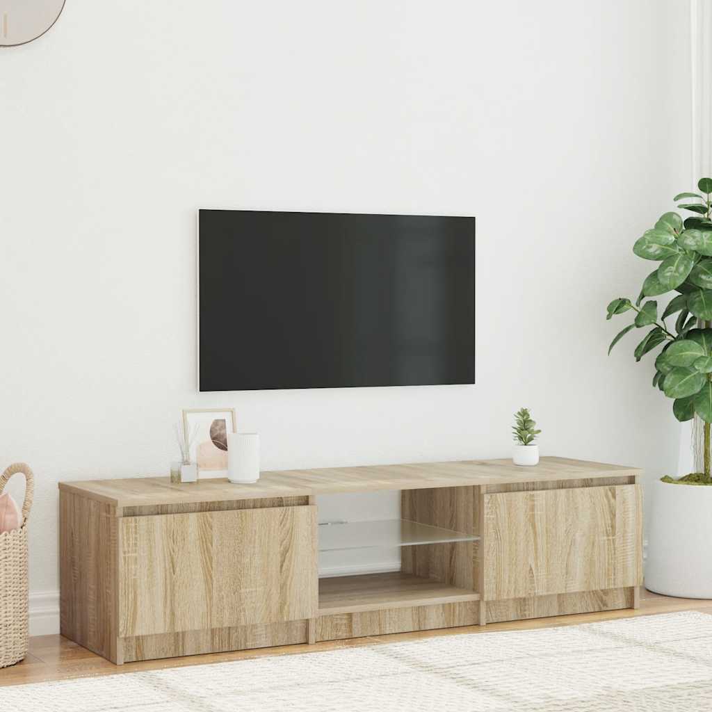 TV-Schrank mit LED-Leuchten Räuchereiche 140x40x36 cm