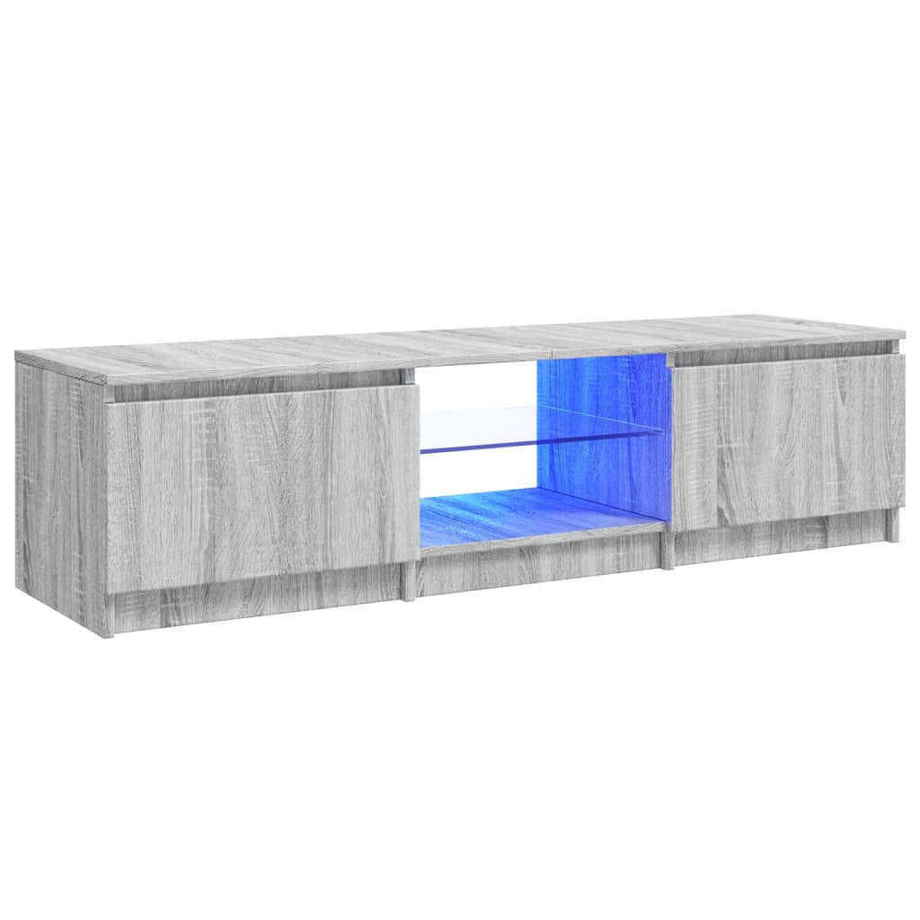 TV-Schrank mit LED-Leuchten Grau Sonoma 140x40x35,5 cm