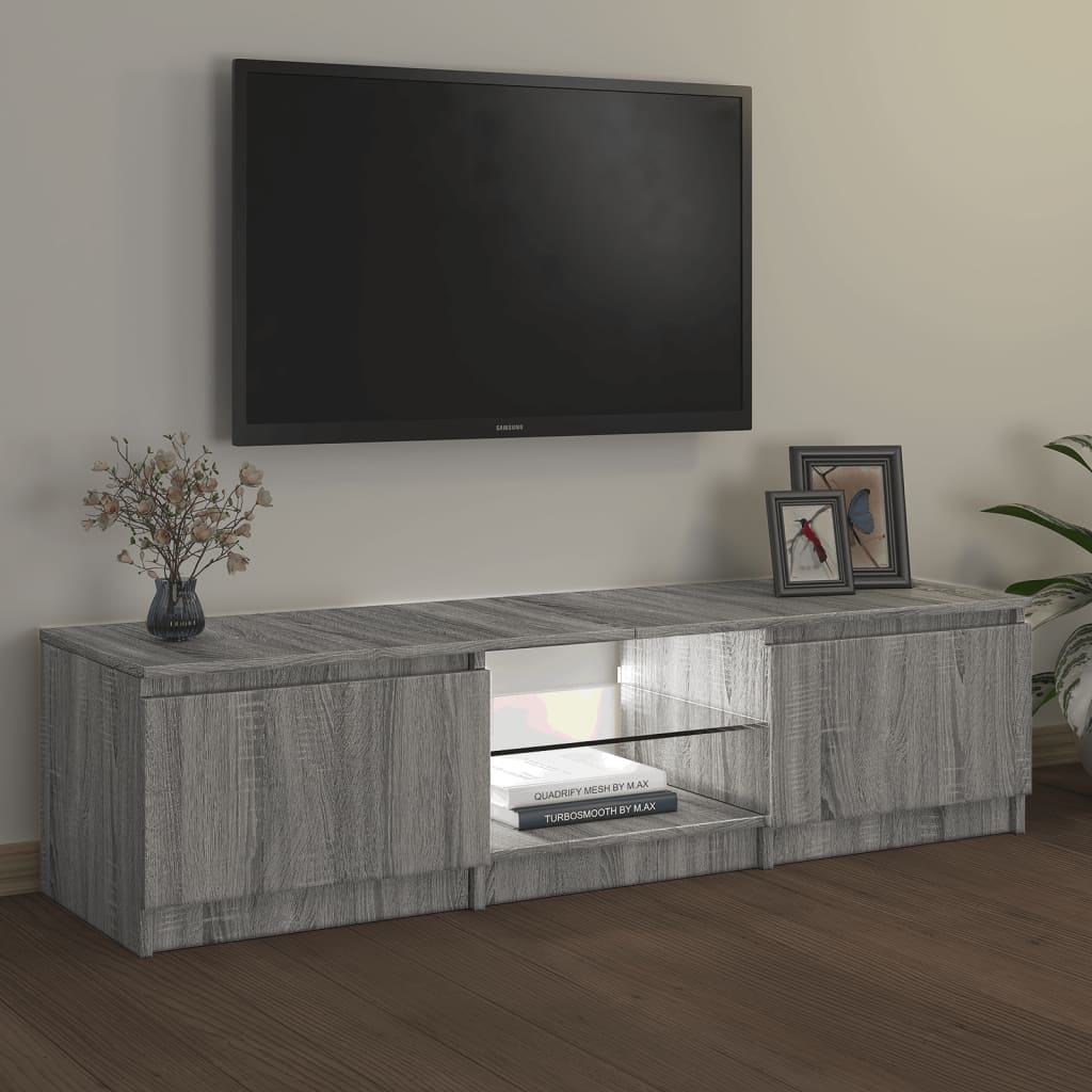 TV-Schrank mit LED-Leuchten Grau Sonoma 140x40x35,5 cm