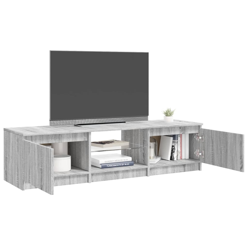 TV-Schrank mit LED-Leuchten Grau Sonoma 140x40x35,5 cm