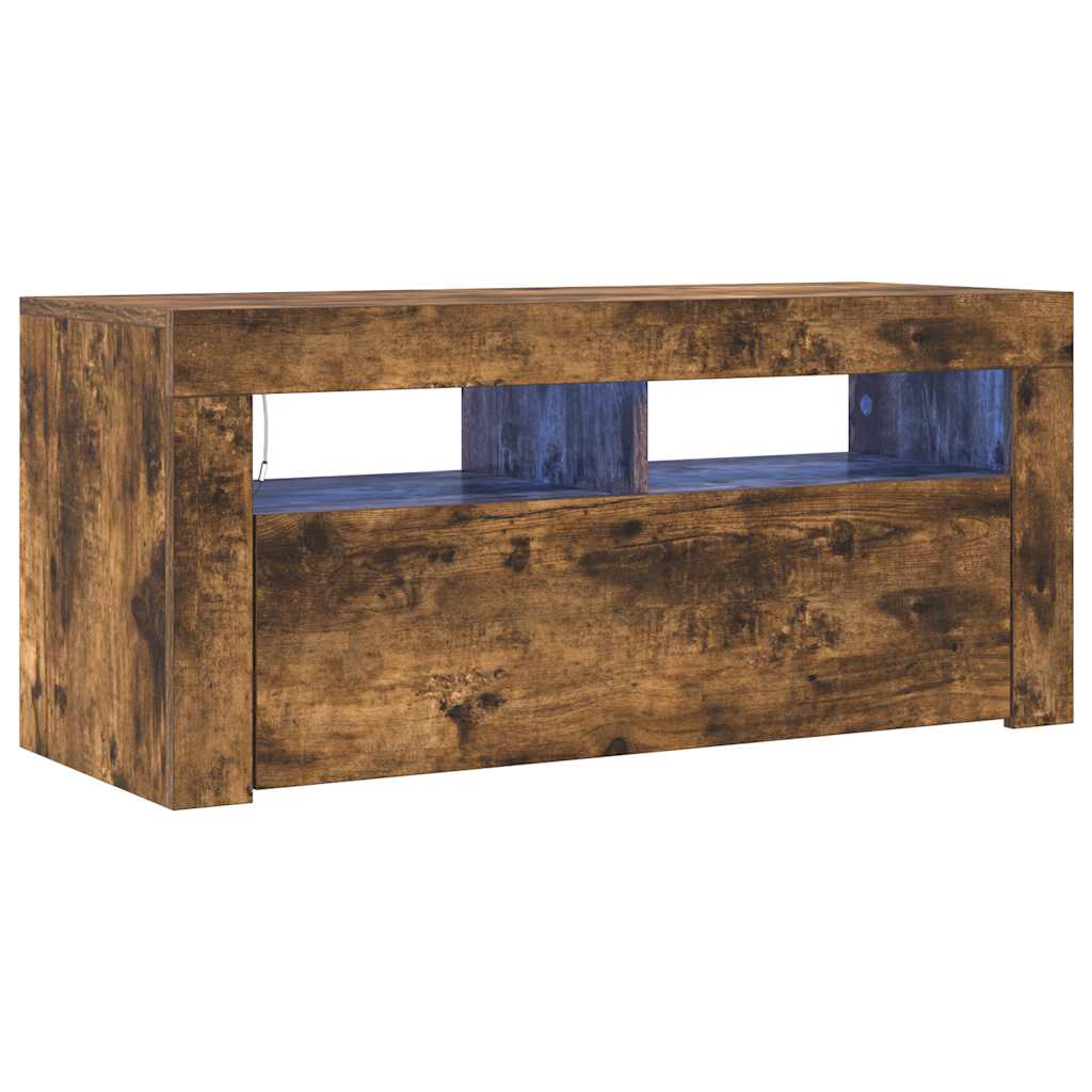 TV-Schrank mit LED-Leuchten Räuchereiche 90x35x40 cm