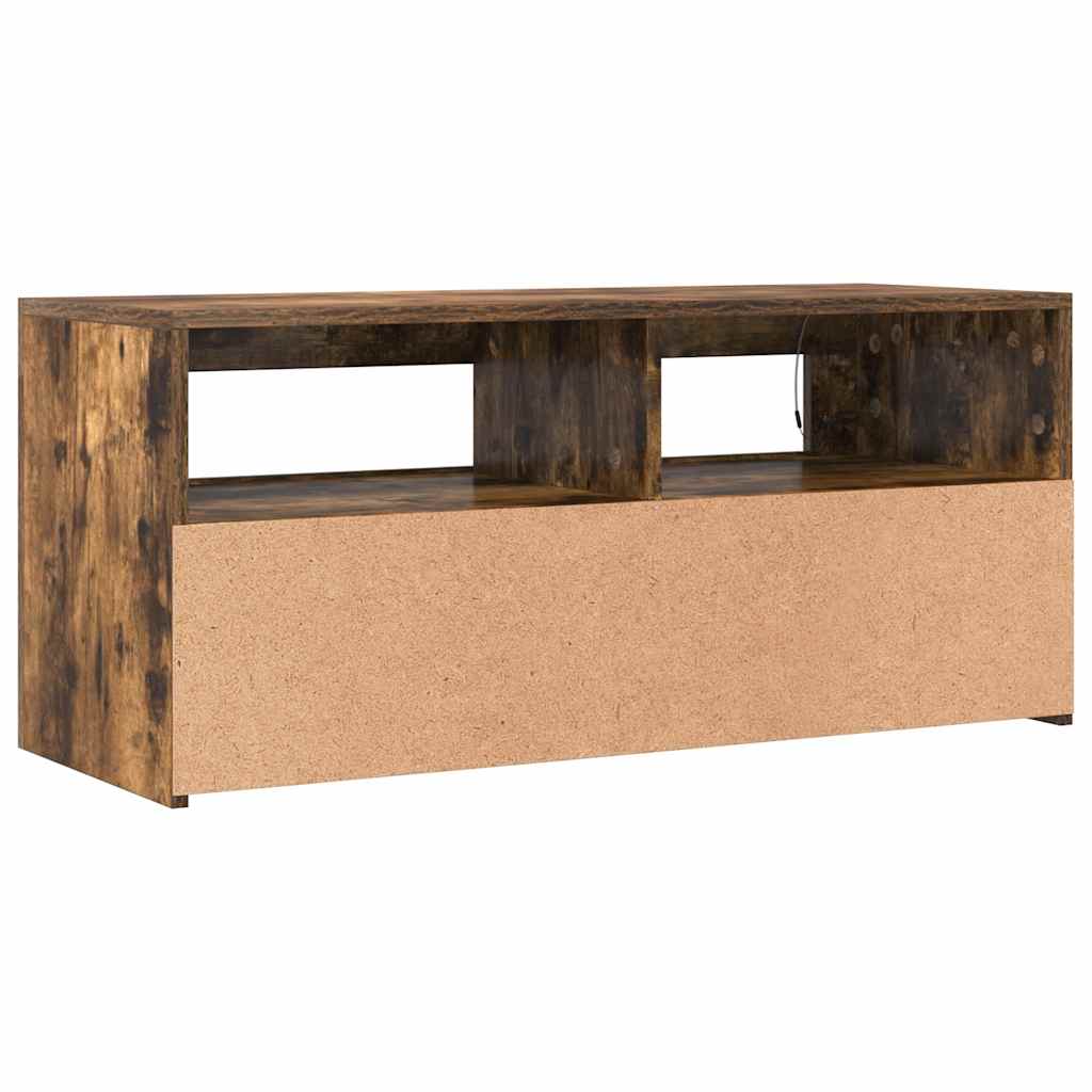 TV-Schrank mit LED-Leuchten Räuchereiche 90x35x40 cm