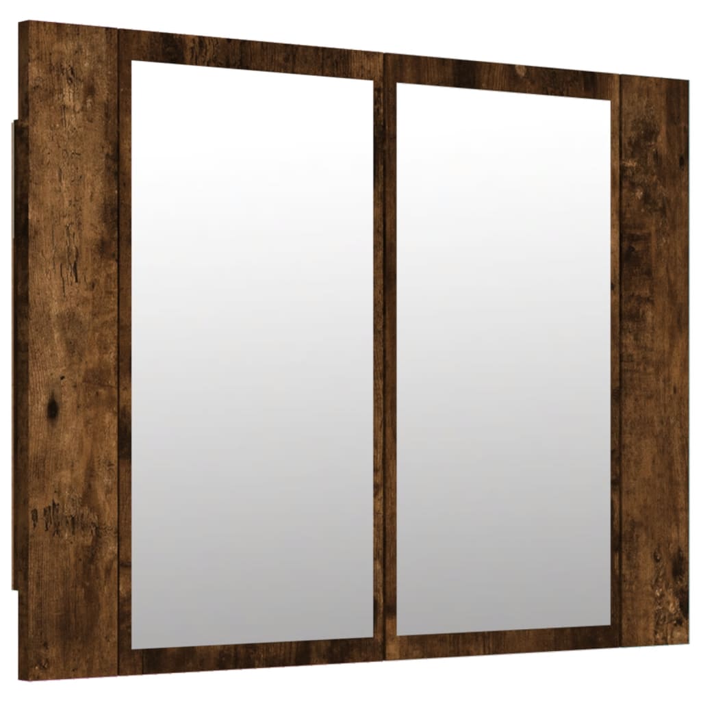 LED mirror cabinet smoked oak 60x12x45 cm wood material
