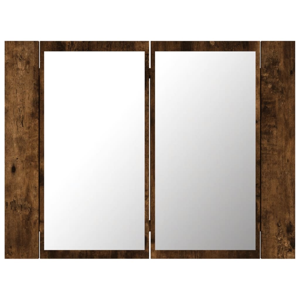 LED mirror cabinet smoked oak 60x12x45 cm wood material