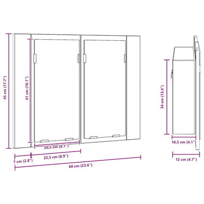 LED-Spiegelschrank Grau Sonoma 60x12x45 cm Holzwerkstoff