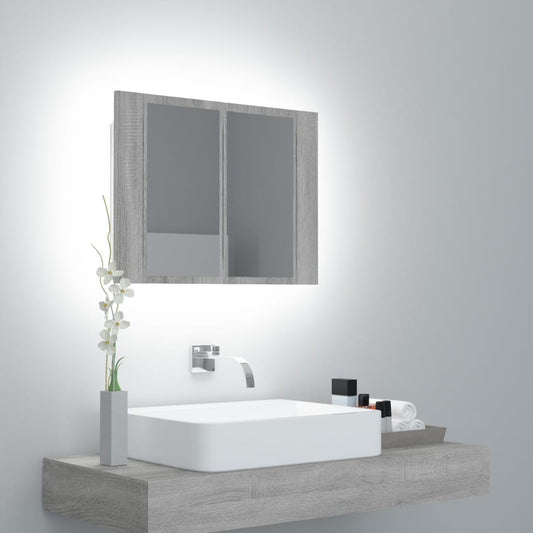 LED mirror cabinet gray Sonoma 60x12x45 cm wood material