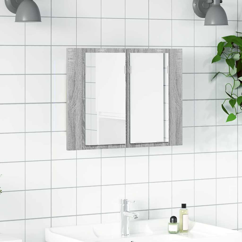 LED-Spiegelschrank Grau Sonoma 60x12x45 cm Holzwerkstoff