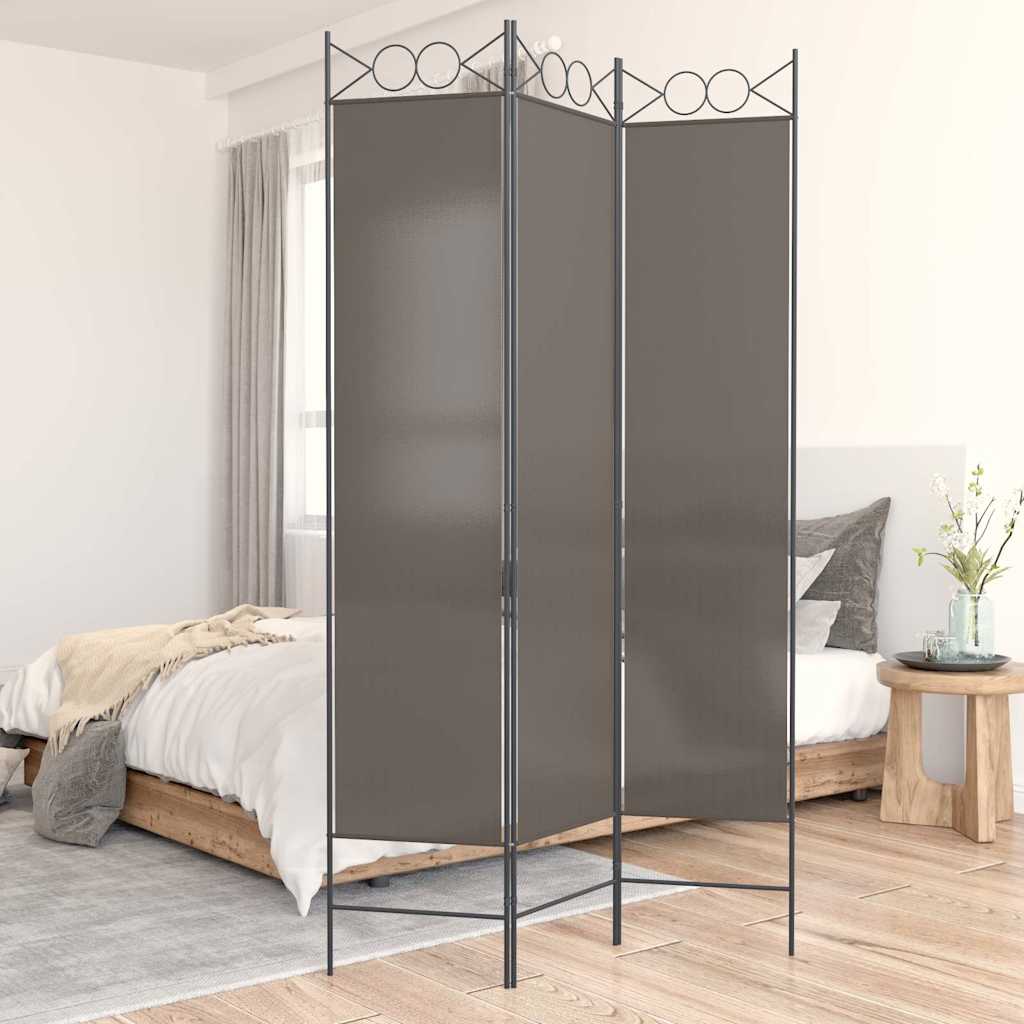 3-tlg. Paravent Anthrazit 120x200 cm Stoff