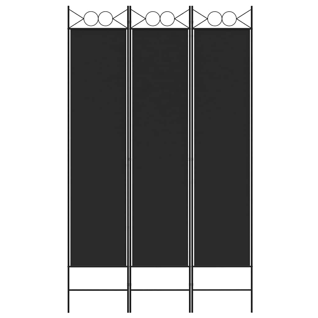 3-tlg. Paravent Schwarz 120x200 cm Stoff