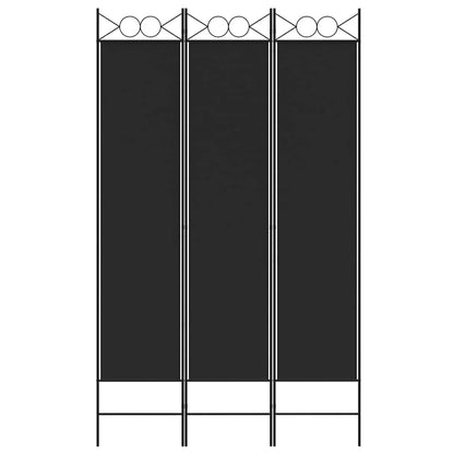 3-tlg. Paravent Schwarz 120x200 cm Stoff