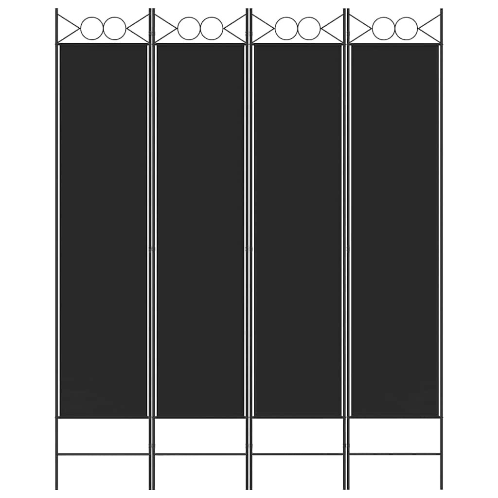 4-tlg. Paravent Schwarz 160x200 cm Stoff