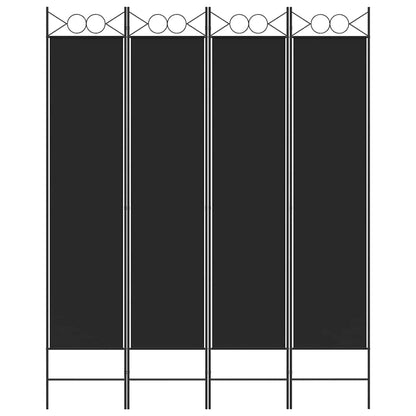 4-tlg. Paravent Schwarz 160x200 cm Stoff