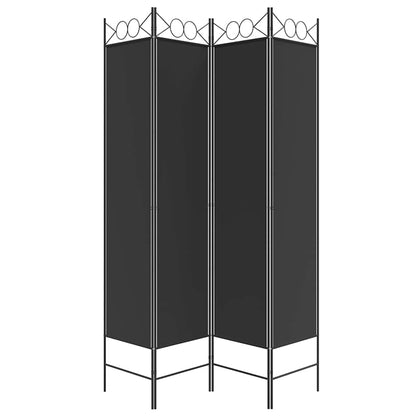 4-tlg. Paravent Schwarz 160x200 cm Stoff