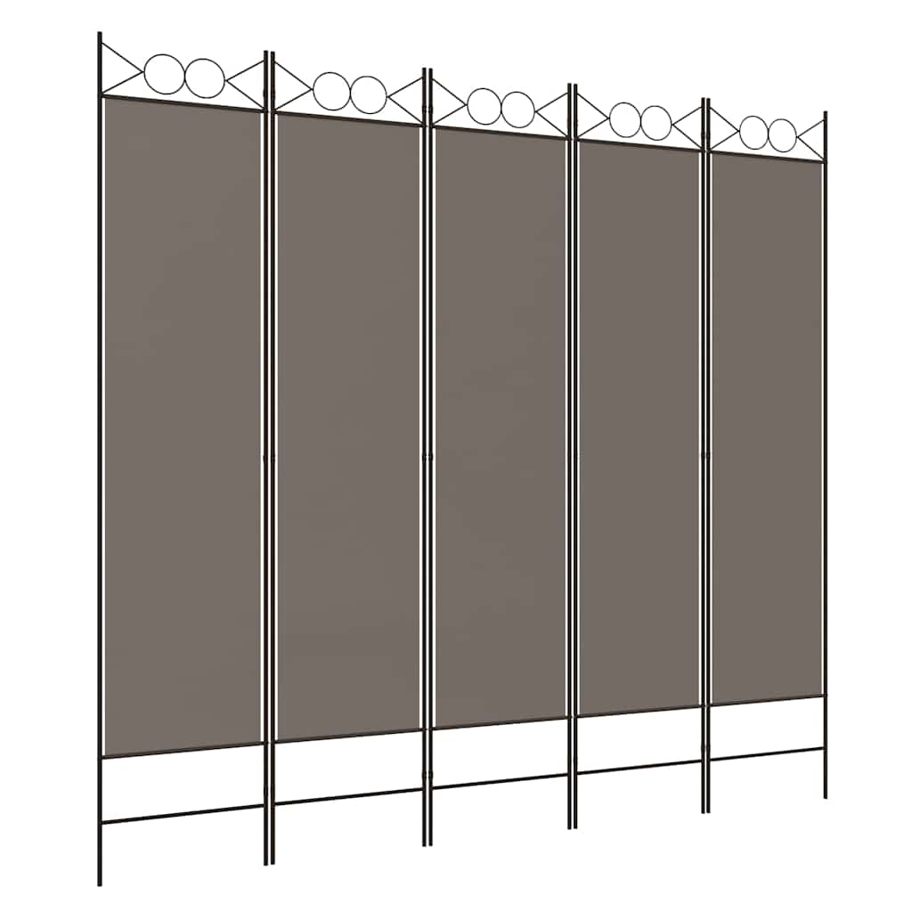 5-tlg. Paravent Anthrazit 200x200 cm Stoff