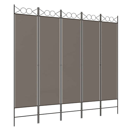 5-tlg. Paravent Anthrazit 200x200 cm Stoff