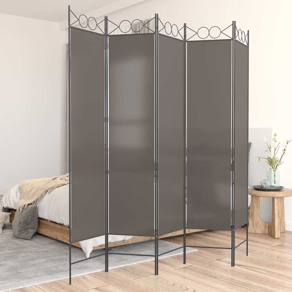 5-tlg. Paravent Anthrazit 200x200 cm Stoff