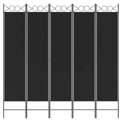 5-tlg. Paravent Schwarz 200x200 cm Stoff