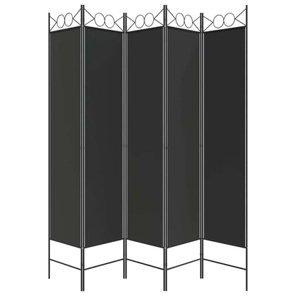5-tlg. Paravent Schwarz 200x200 cm Stoff