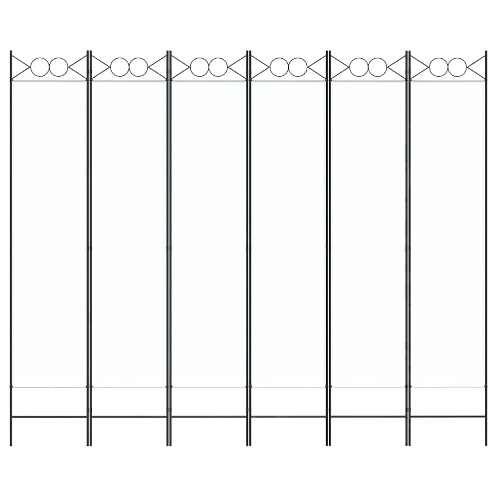 6-tlg. Paravent Weiß 240x200 cm Stoff
