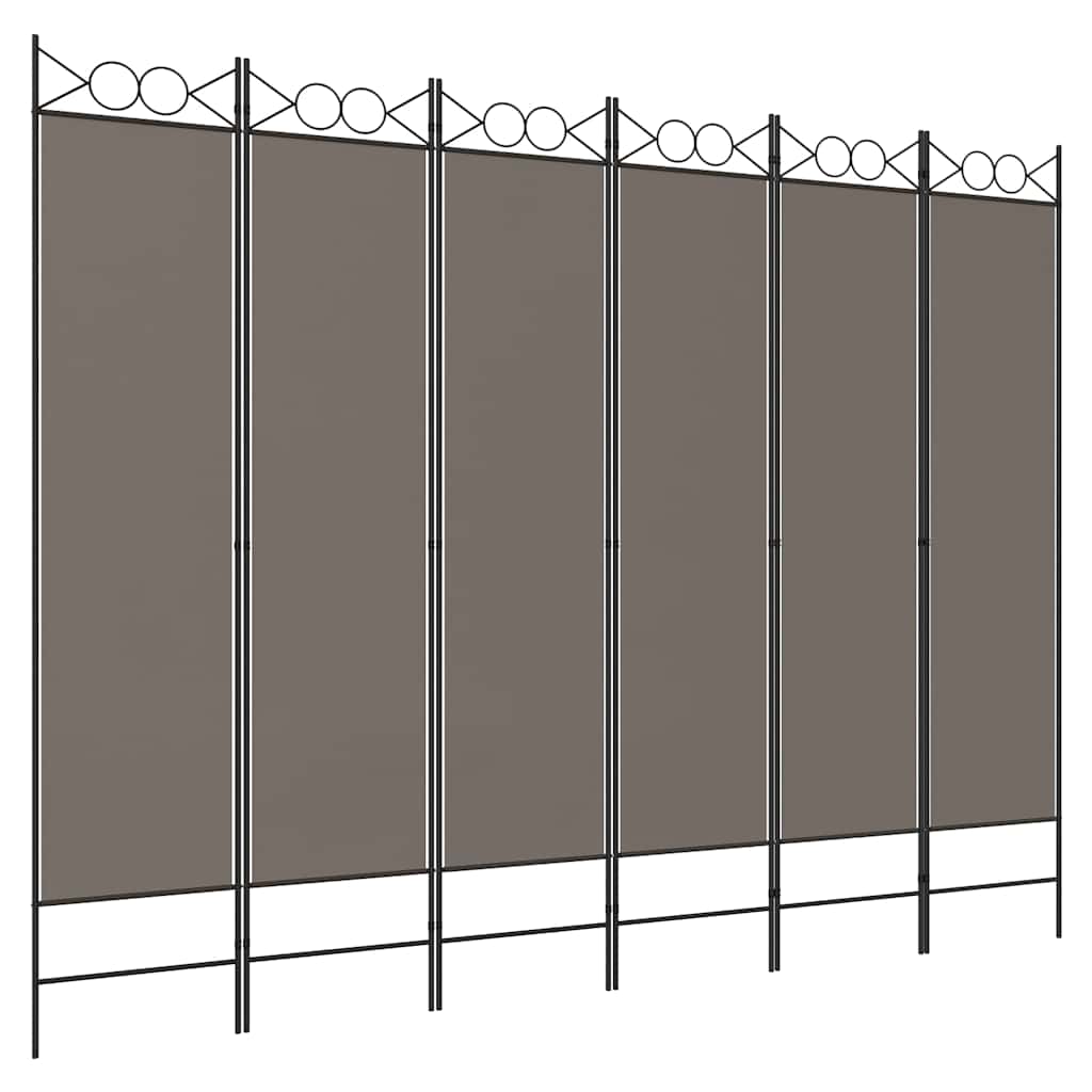 6-tlg. Paravent Anthrazit 240x200 cm Stoff