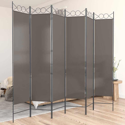 6-tlg. Paravent Anthrazit 240x200 cm Stoff