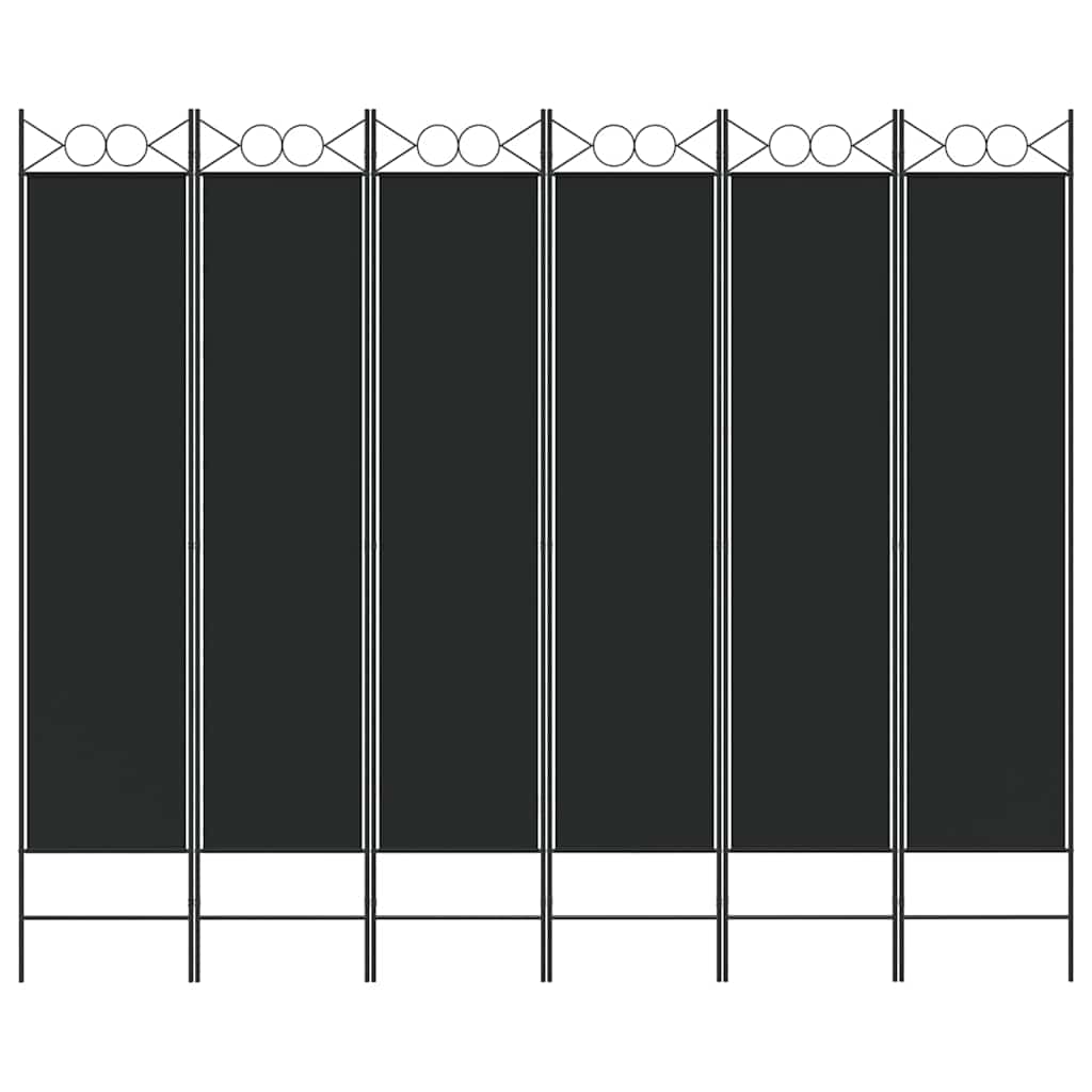 6-tlg. Paravent Schwarz 240x200 cm Stoff