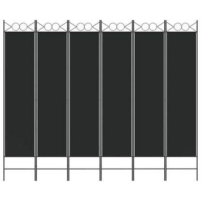 6-tlg. Paravent Schwarz 240x200 cm Stoff