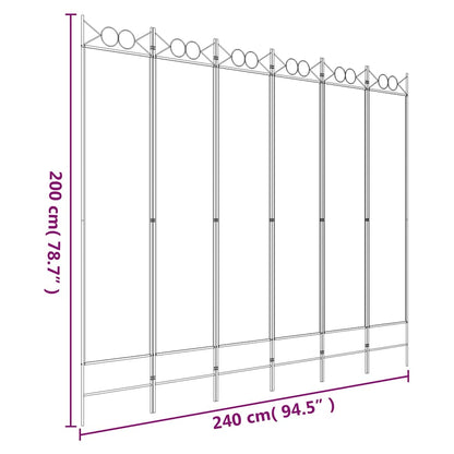 6-tlg. Paravent Schwarz 240x200 cm Stoff